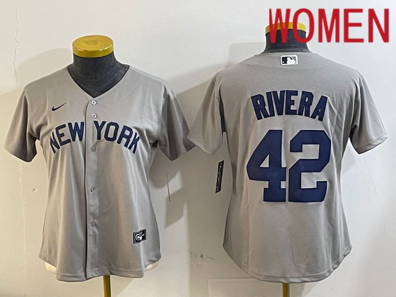 Women New York Yankees 42 Rivra grey 2024 Nike MLB jersey 20241120